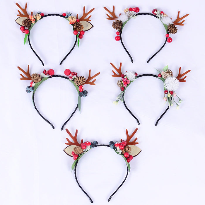 Wholesale Headband Fabric Christmas Elk Antlers JDC-HD-QingH001