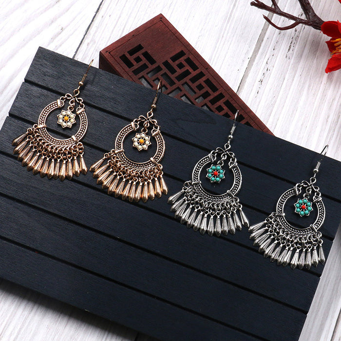 Wholesale Earrings Alloy Bohemian Oval Flowers JDC-ES-momo012