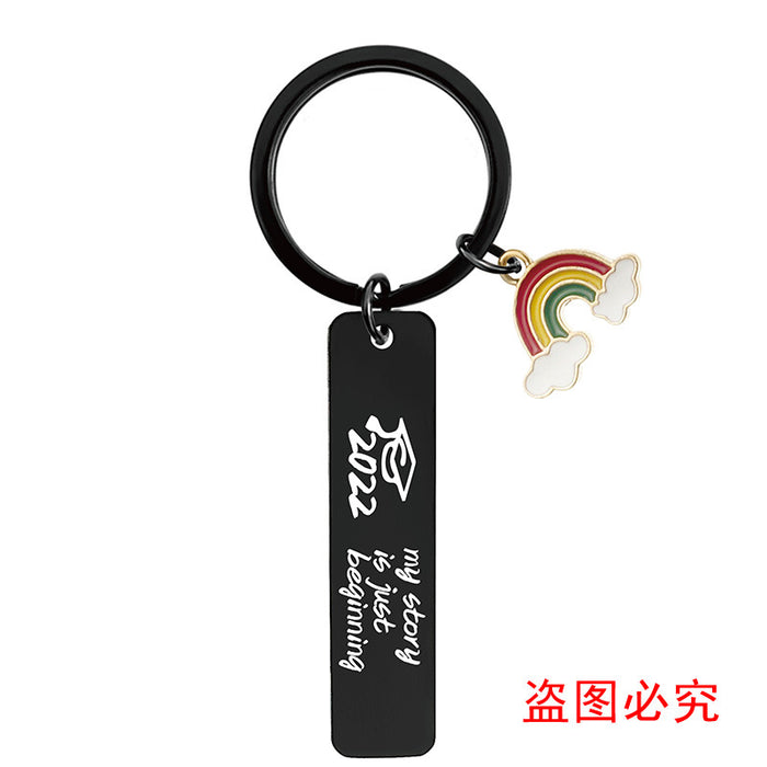 Jewelry WholesaleWholesale Stainless Steel Graduation Season Gift Rainbow Metal Keychain JDC-KC-GangGu016 Keychains 钢古 %variant_option1% %variant_option2% %variant_option3%  Factory Price JoyasDeChina Joyas De China