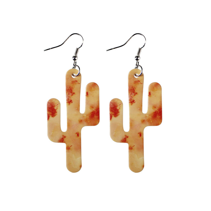 Wholesale Leather Earrings Southwest Popular Cactus Marble JDC-ES-dih005