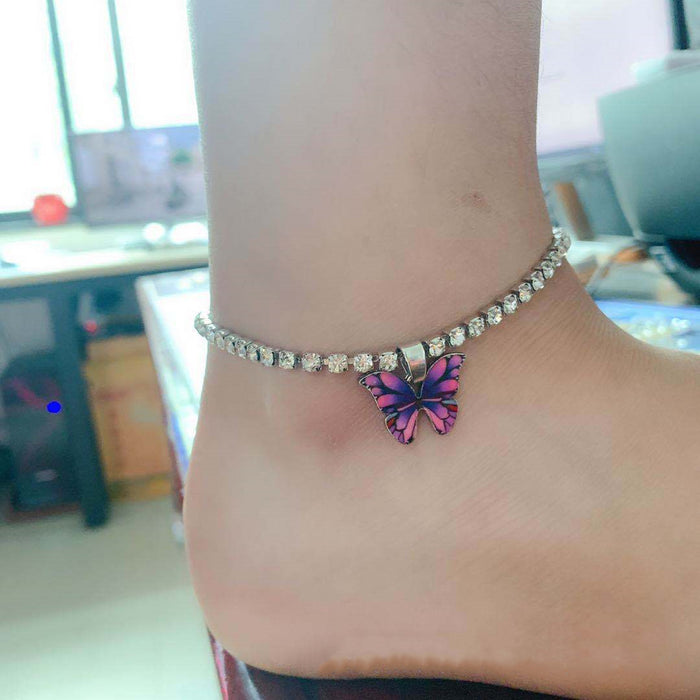 Wholesale Rhinestone Butterfly Pendant Creative Anklet JDC-AS-ShuK001