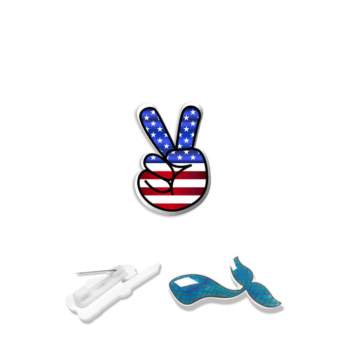 Wholesale 4th of July Acrylic USA Flag Independence Day Brooch MOQ≥2 JDC-BC-XiangL001