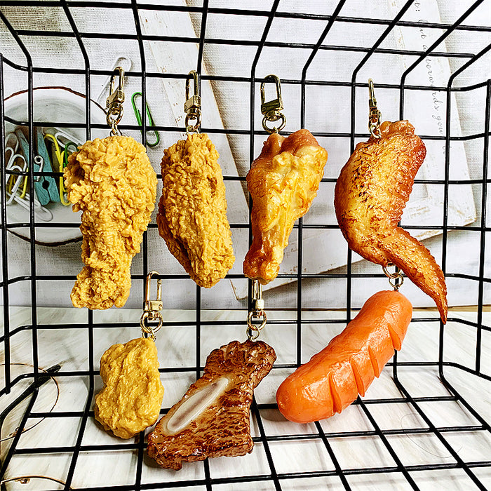 Jewelry WholesaleWholesale PVC Simulation Food Fried Chicken Drumstick Keychain JDC-KC-DMF001 Keychains 迪美菲 %variant_option1% %variant_option2% %variant_option3%  Factory Price JoyasDeChina Joyas De China