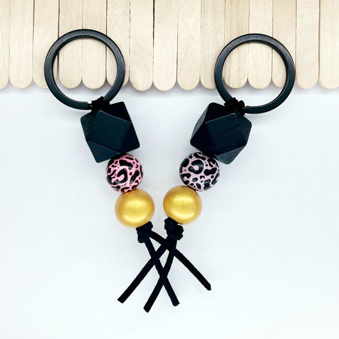 Wholesale Wooden Leopard Print Keychain MOQ≥2 JDC-KC-WenJ010