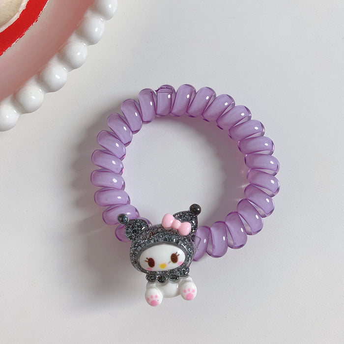 Wholesale Hair Scrunchies Plastic Phone Cord Cute Cartoon (M) JDC-HS-DILAN003