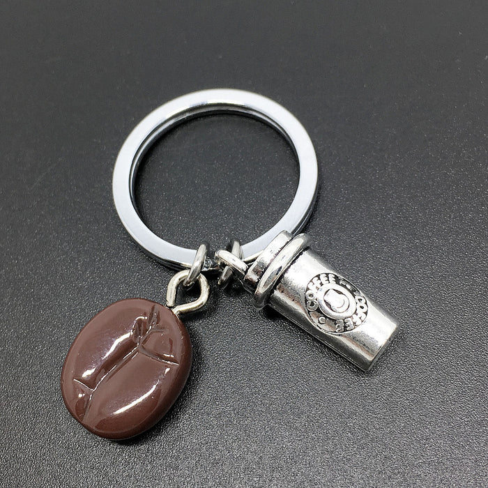 Wholesale Metal Coffee Cup Resin Coffee Bean Keychain MOQ≥2 JDC-KC-GSCT005