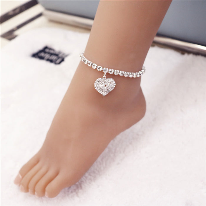 Wholesale Crystal Heart Rhinestone Anklet JDC-AS-JiaZ007