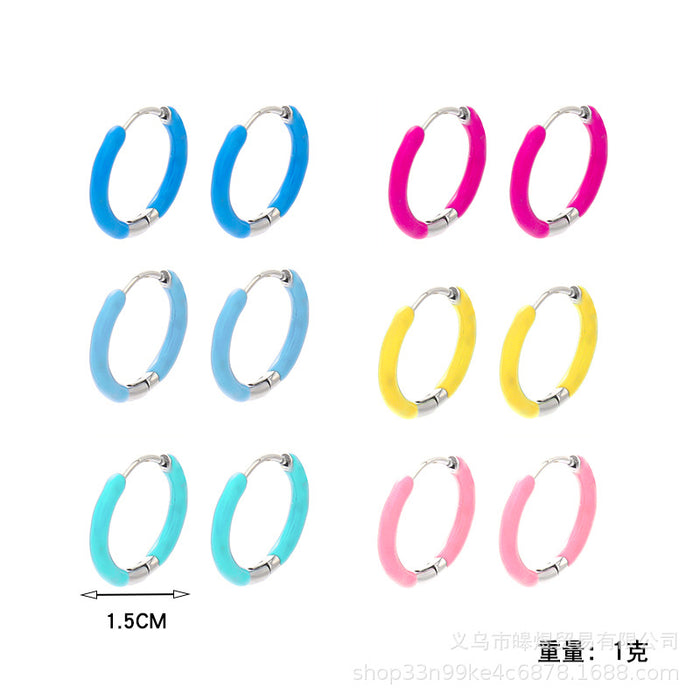 Wholesale earrings titanium steel student punk circle JDC-ES-haoyu003