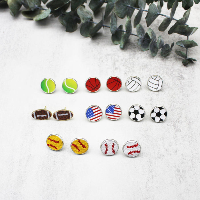 Wholesale Earrings Leather Round Sports Wind Balls MOQ≥2 JDC-ES-TianPi022