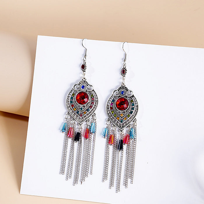 Wholesale Colorful Boho Tassel Super Fairy Crystal Earrings JDC-ES-Mdd031