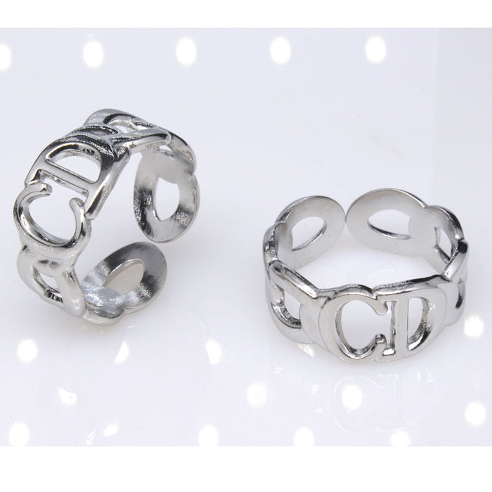 Jewelry WholesaleWholesale Letter Titanium Steel Rings MOQ≥3 JDC-RS-JiYu005 Rings 翼语 %variant_option1% %variant_option2% %variant_option3%  Factory Price JoyasDeChina Joyas De China