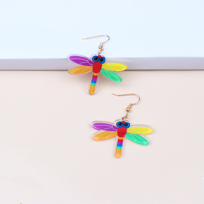 Wholesale Rainbow Heart Acrylic Earrings MOQ≥2 JDC-ES-DUAI011