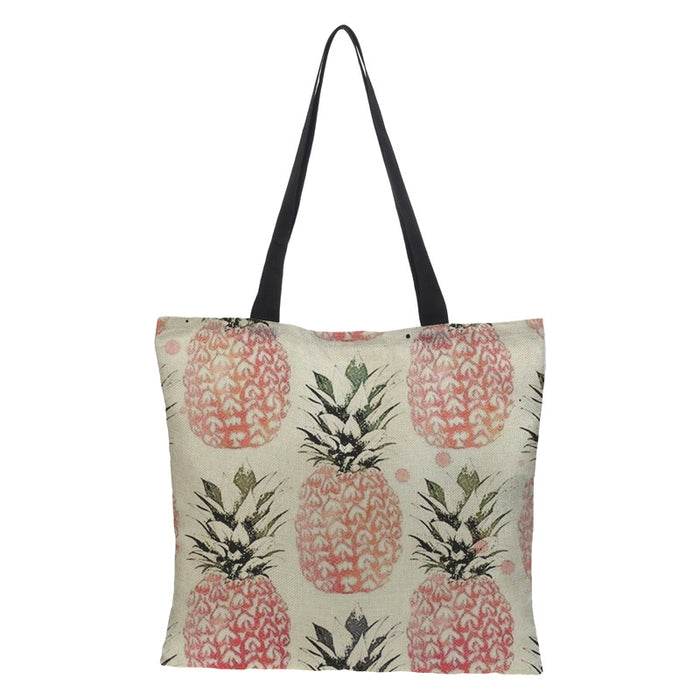 Wholesale Pineapple Cotton Linen Bag Ladies Handbag Shopping Bag Double Sided JDC-SD-QTu009