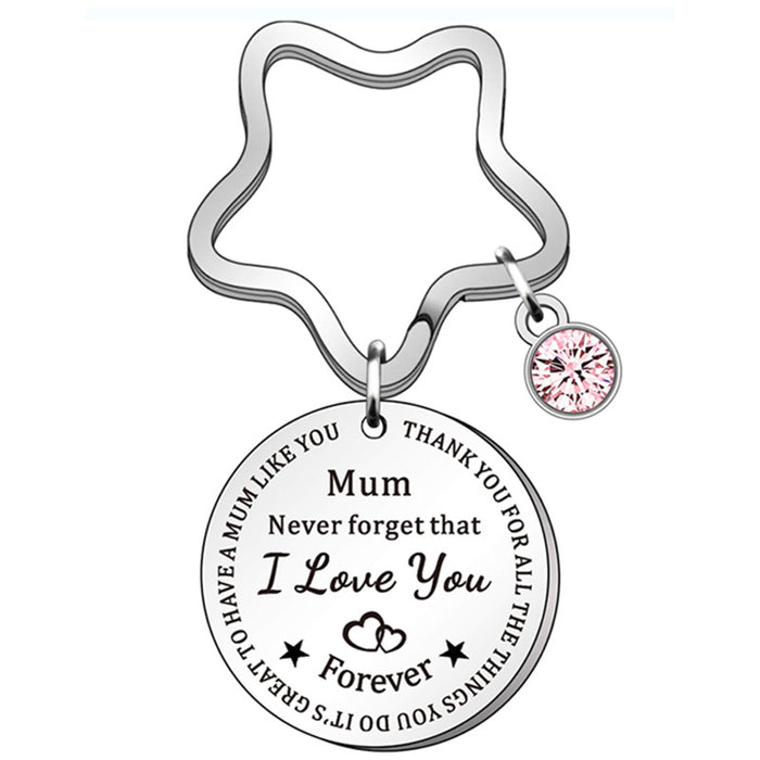 Wholesale Stainless Steel Round Brand Mother's Day Keychain MOQ≥2 JDC-KC-HuH004