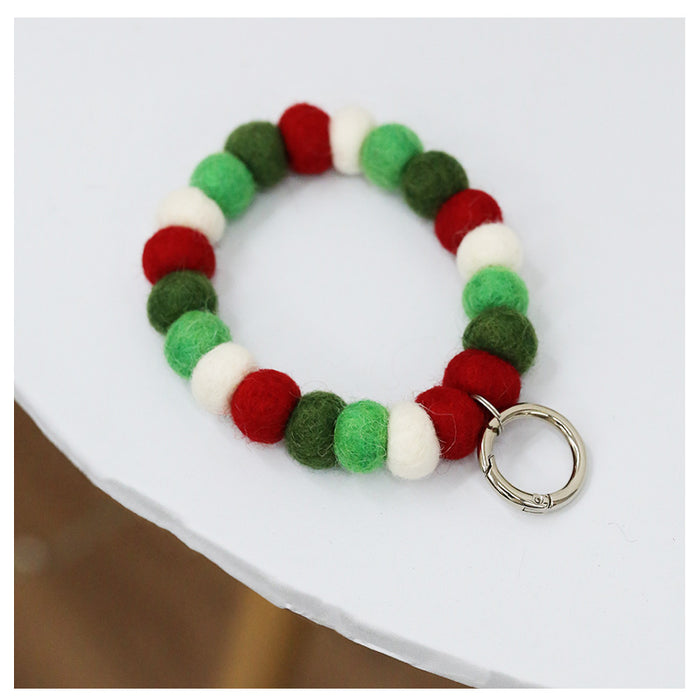 Wholesale cute wool felt ball bag pendant bracelet with keychain MOQ≥5 JDC-KC-FGu001