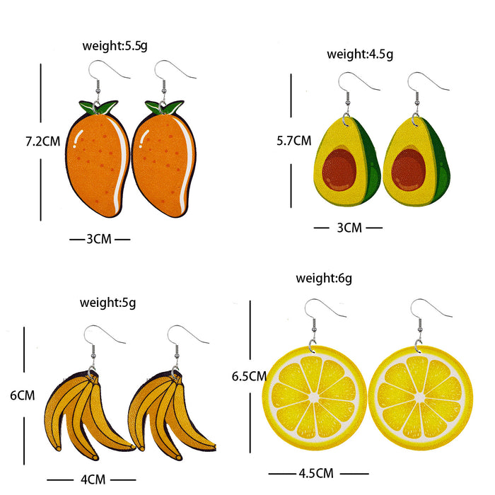 Jewelry WholesaleWholesale Hawaiian Fruit Pineapple Watermelon Lemon Cherry PU Leather Earrings MOQ≥2 JDC-ES-Chengy015 Earrings Chengy %variant_option1% %variant_option2% %variant_option3%  Factory Price JoyasDeChina Joyas De China