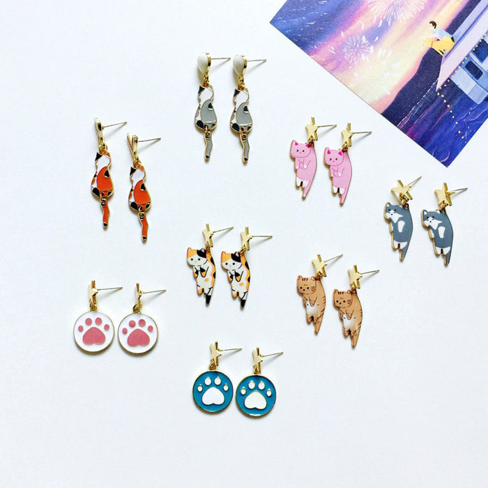 Wholesale Earrings Alloy Ceramic Cat Stud Earrings MOQ≥10 JDC-ES-Lxx001