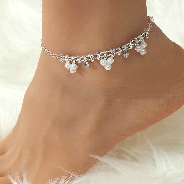 Jewelry WholesaleWholesale bohemian pearl heart-encrusted diamond chain anklet  JDC-AS-D022 Anklets 晴雯 %variant_option1% %variant_option2% %variant_option3%  Factory Price JoyasDeChina Joyas De China