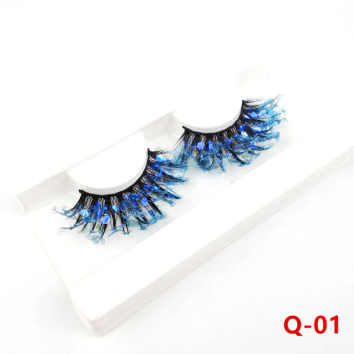 Wholesale Color Luminous 3D False Eyelashes Natural Glitter Sequins MOQ≥3 JDC-EY-XLin001