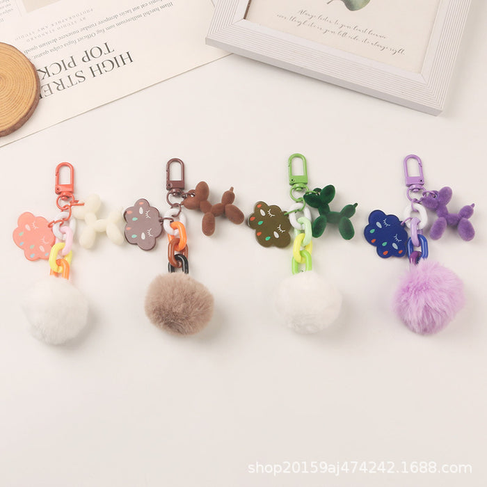 Wholesale Keychains Plastic Cute Hairball Puppy MOQ≥2 JDC-KC-YiHan038