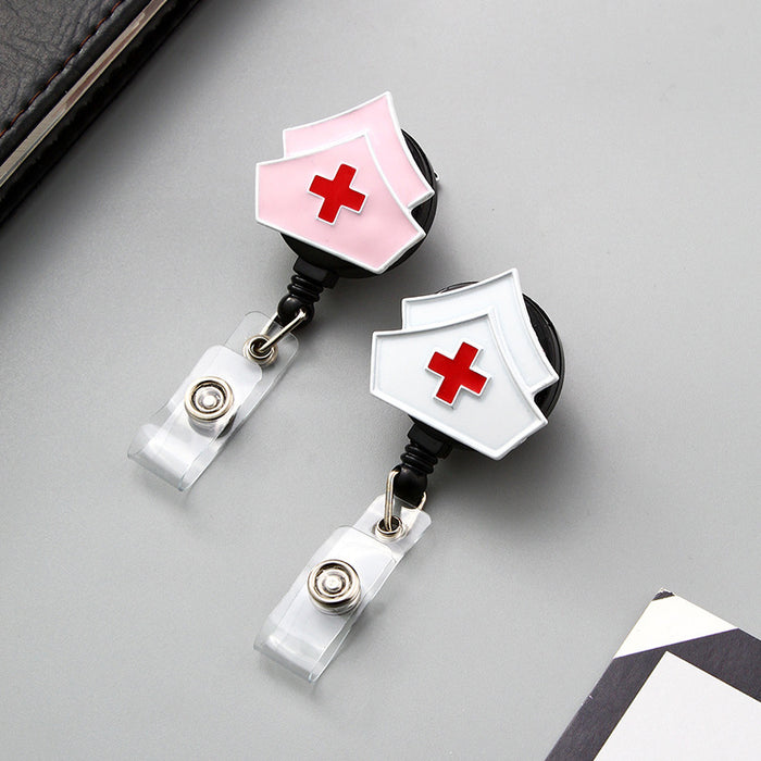 Wholesale Keychains For Backpacks Red Cross Pink Nurse Alloy Drip Oil Rotating Serrated Easy Pull Buckle MOQ≥2 JDC-KC-WHao005