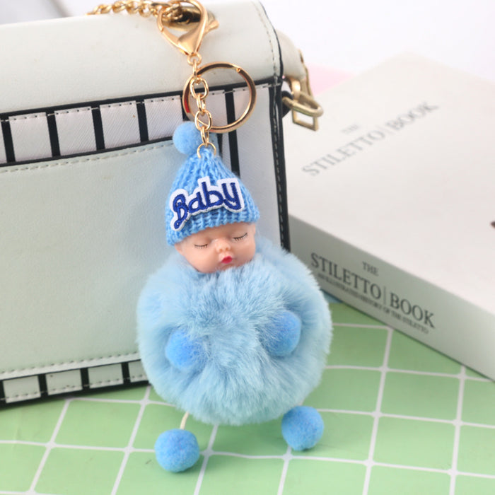 Wholesale sleeping cute doll fur ball keychain cute plush sleeping dream doll keychain MOQ≥2 JDC-KC-YXin003