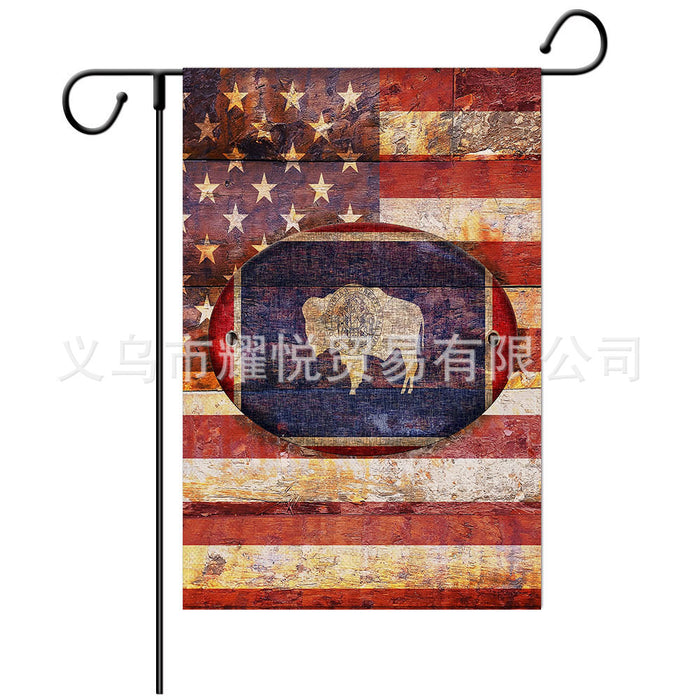 Wholesale 4th of July Independence Day Linen Garden Flag Double Sided Printing Banner MOQ≥2 JDC-DC-YaoYue003