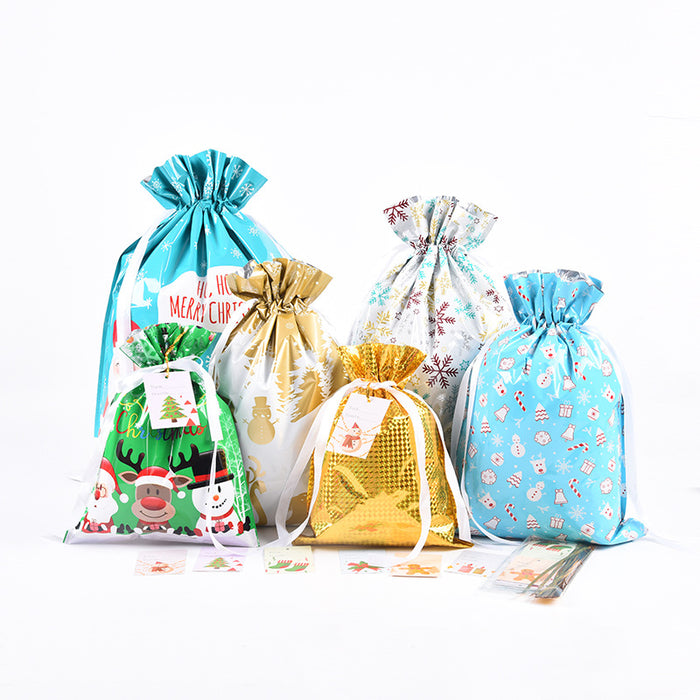 Wholesale Gift Bag Plastic Christmas Print Drawstring Drawstring Mouth Candy Bag MOQ≥2 JDC-GB-Shenao003