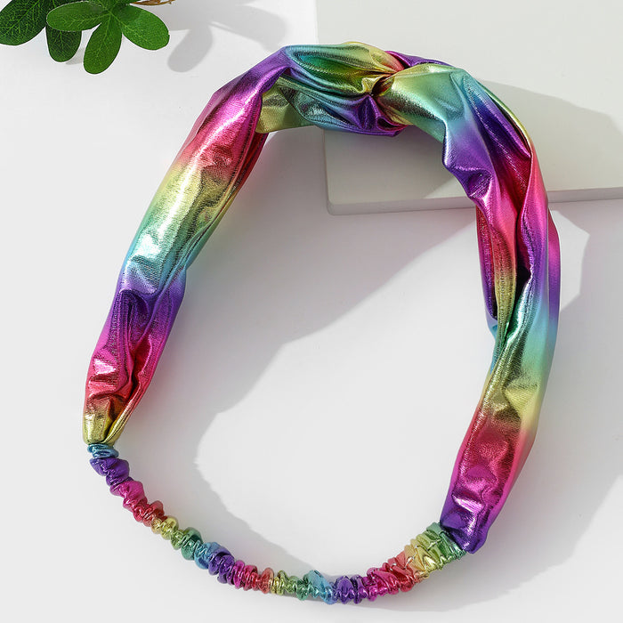 Wholesale Headband Fabric Laser Rainbow Metallic Gradient MQO≥3 JDC-HD-JZhen006