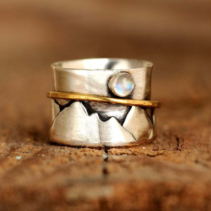 Wholesale Vintage Alloy Moonstone Rings JDC-RS-Saip009