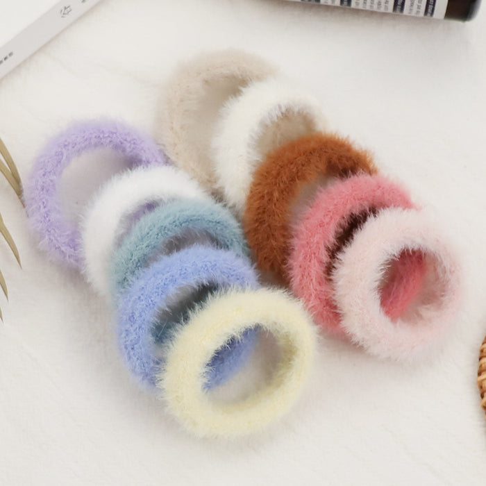 Wholesale Hair Scrunchies Plush Cream Color Cute JDC-HS-ZanY002