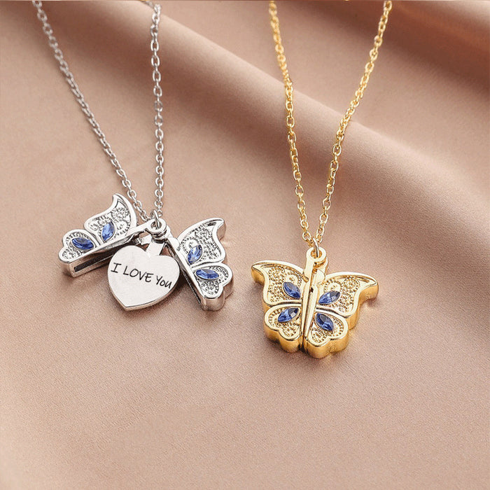 Jewelry WholesaleWholesale Women's Butterfly I Love You Love Album Box Pendant Necklace JDC-NE-JYS005 necklaces 静夜思 %variant_option1% %variant_option2% %variant_option3%  Factory Price JoyasDeChina Joyas De China