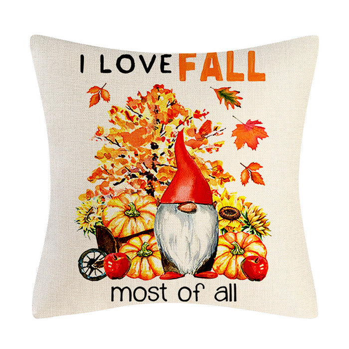 Wholesale Pillowcase Home Decor Linen Thanksgiving Pumpkin Maple Leaf Truck JDC-PW-Mengde006