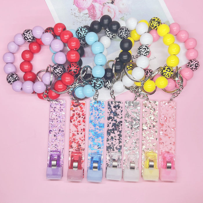 Jewelry WholesaleWholesale leopard bead beaded ATM card puller keychain JDC-KC-WuoD013 Keychains 沃铎 %variant_option1% %variant_option2% %variant_option3%  Factory Price JoyasDeChina Joyas De China