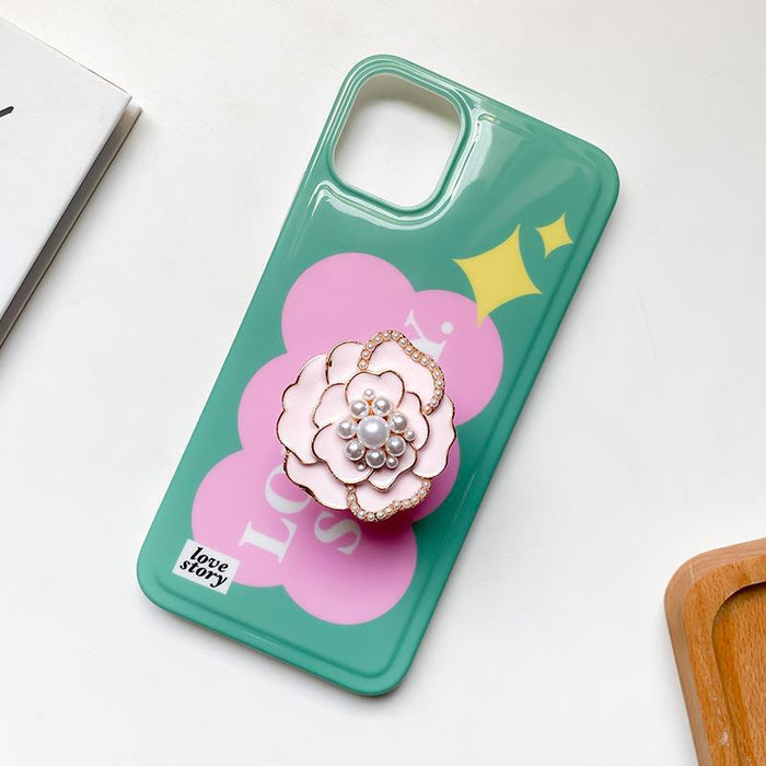 Wholesale Metal Pearl Flower Cell Phone Airbag Holder JDC-PS-BaiY045