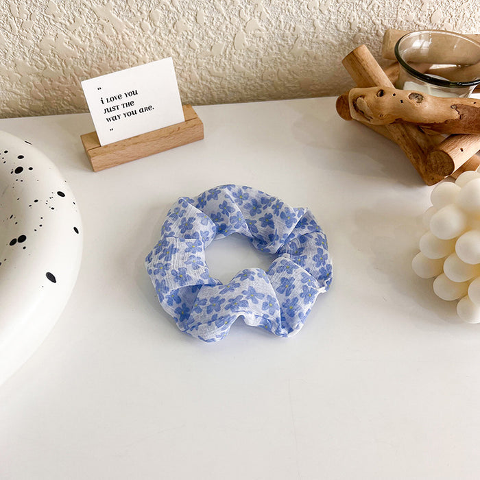 Wholesale refreshing blue and white polka dot flower hair ring JDC-HS-MS017