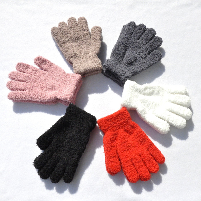 Wholesale Gloves Polyester Solid Color Half Fleece Warm JDC-GS-QinS003