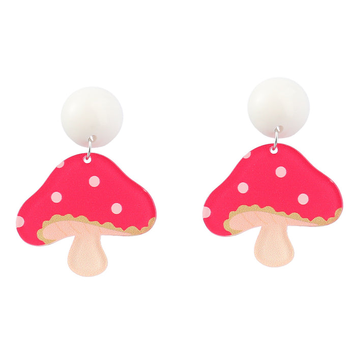 Wholesale plastic small fresh geometric resin strawberry mushroom earrings MOQ≥2 JDC-ES-jiul007