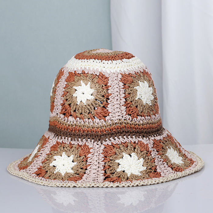 Jewelry WholesaleWholesale Bohemian Papyrus Woven Flowers Sunshade Straw Hat Beach Hat JDC-FH-ChiY001 Fashionhat 炽研 %variant_option1% %variant_option2% %variant_option3%  Factory Price JoyasDeChina Joyas De China