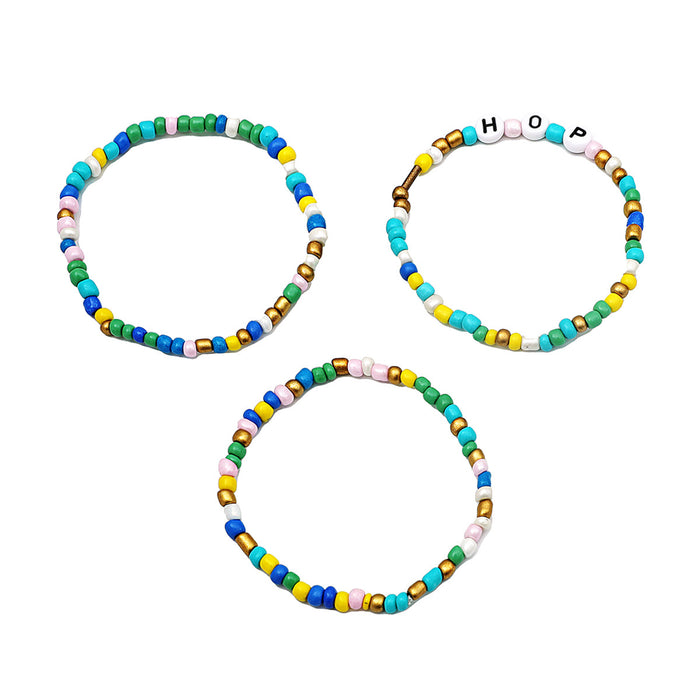 Wholesale Ethnic Color Rice Bead Letter Bracelet Set JDC-BT-D117