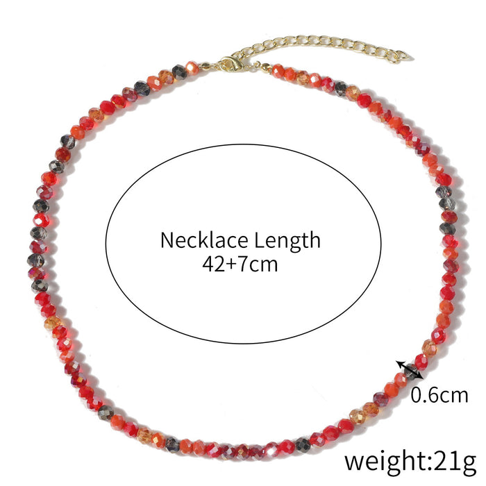 Wholesale Crystal Pendant Clavicle Chain Summer Color Rice Beads Crystal Pearl Necklace JDC-NE-JiaYi001