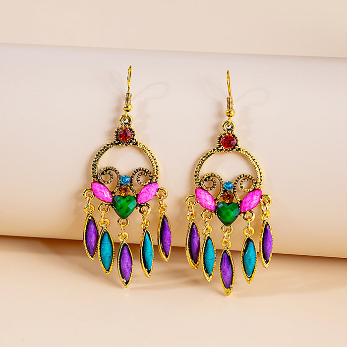 Wholesale Colorful Boho Tassel Super Fairy Crystal Earrings JDC-ES-Mdd031