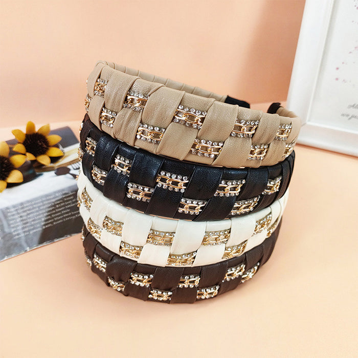 Wholesale Headband PU Leather Rhinestones JDC-HD-ChaoX006