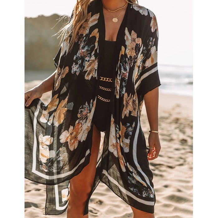 Jewelry WholesaleWholesale long section open chiffon printed beach cover up JDC-SW-ASJP001 Swimwear 艾尚嘉品 %variant_option1% %variant_option2% %variant_option3%  Factory Price JoyasDeChina Joyas De China