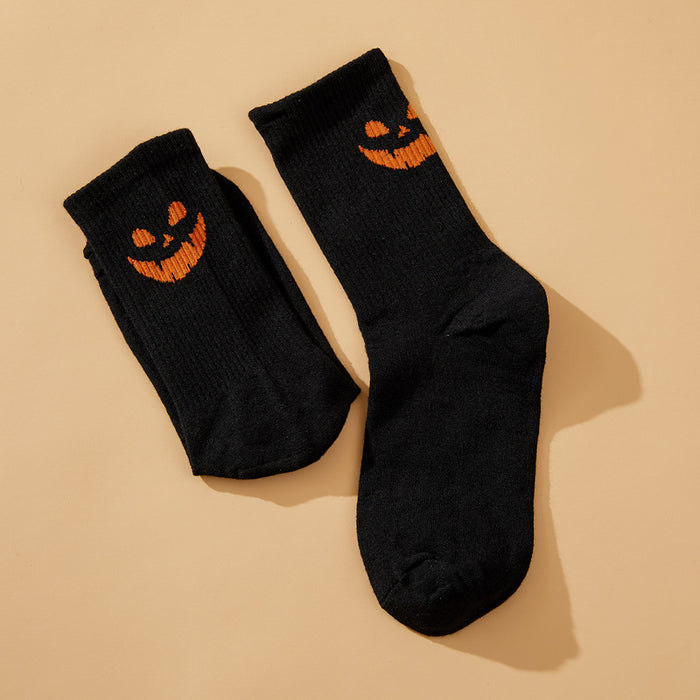 Wholesale Socks Chemical Fiber Halloween Funny Pumpkin Face Grimace JDC-SK-DRan001