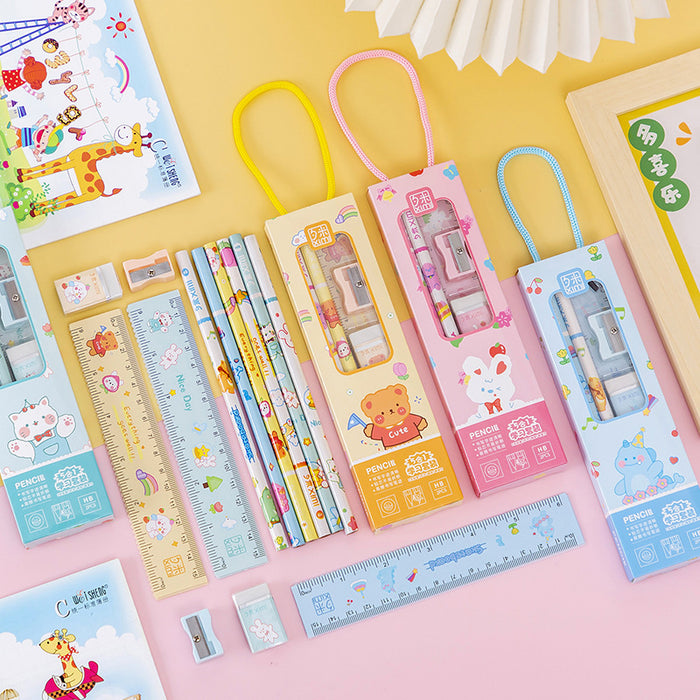 Wholesale Pencil Plastic School Gift Portable Stationery Set MOQ≥2 JDC-PC-XuF002