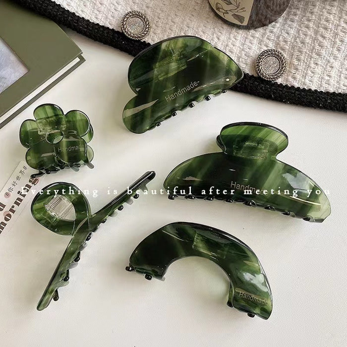 Wholesale hairpin acrylic French retro dark green JDC-HC-QZ004