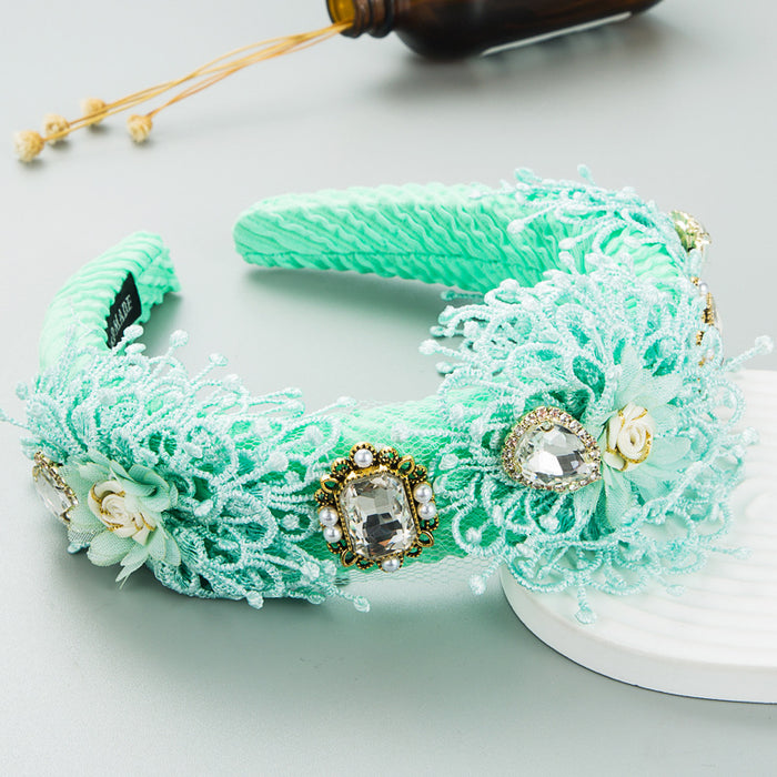 Wholesale headband fabric garland romantic crystal MOQ≥2 JDC-HD-Hemin031