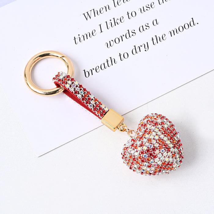 Jewelry WholesaleWholesale diamond set crystal peach heart keychain JDC-KC-JFan002 Keychains 锦帆 %variant_option1% %variant_option2% %variant_option3%  Factory Price JoyasDeChina Joyas De China