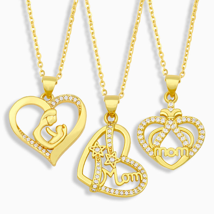 Jewelry WholesaleWholesale heart-shaped short Mother's Day necklace JDC-NE-AOS017 Necklaces 翱昇 %variant_option1% %variant_option2% %variant_option3%  Factory Price JoyasDeChina Joyas De China